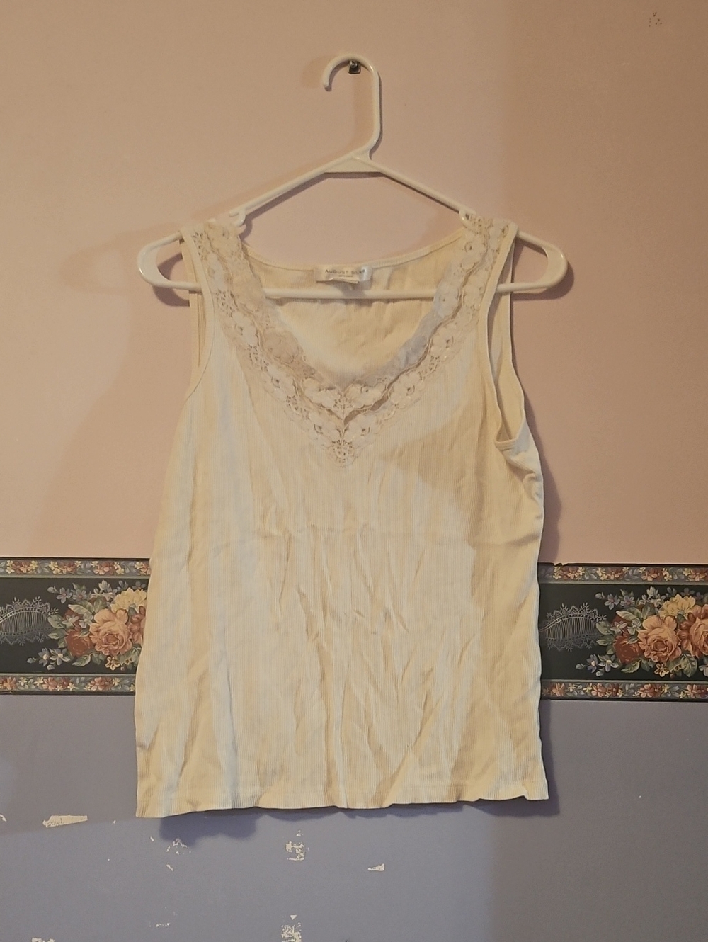 august silk Cream Lace-Trim Camisole Tank